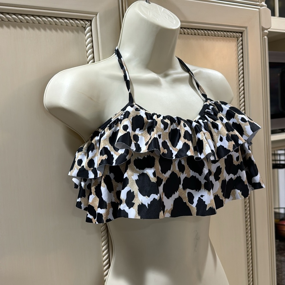 Women’s Leopard Print Ruffle Bikini Top Small From Amazon